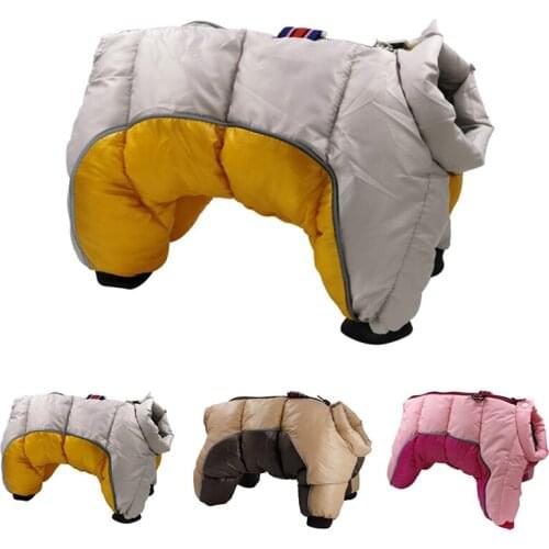 Winter Dog Clothes Thicker Cotton Pet Coat Waterproof Jumpsuit For Small Dogs Chihuahua Bulldog Four Legs Warm Jacket Clothing
