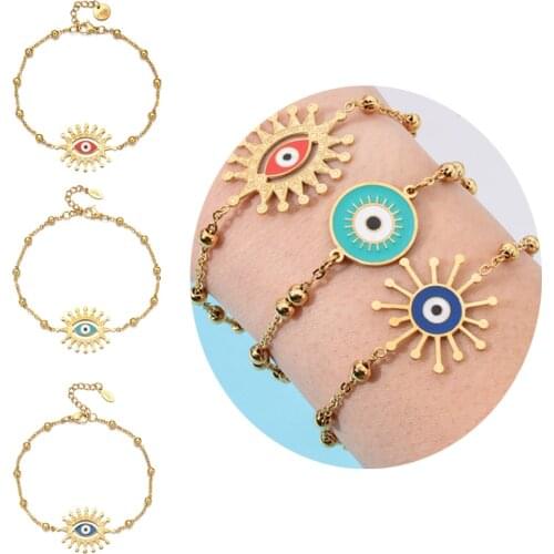 ZMZY Friendship Evil Eye Bracelets For Women Handmade Gold Chains Lucky Jewelry Stainless Steel Bracelet Jewelry pulseras
