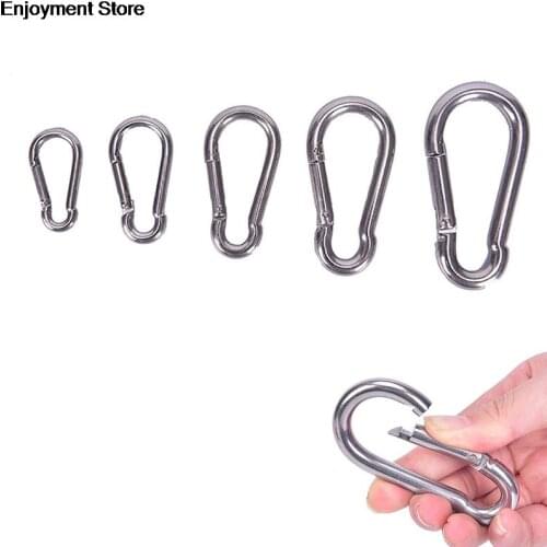 1pc 304 Stainless Steel Spring Carabiner Multi Tool Rock Climbing Accessories Snap Hook Keychain Quick Link Lock Buckle 5types