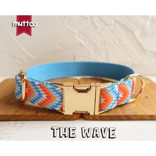 10pcs/lot MUTTCO self-design high quality personalized collar THE WAVE adjustable dog collars leash with bow tie 5 sizes UDC064J