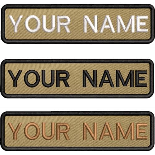 Khaki background brown 10X2.5cm Embroidery Custom Name Text Patch Stripes badge Iron On Or Velcro Backing Patches