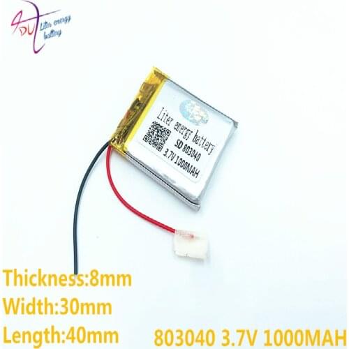 110 pcs 3.7V 1000mAh 803040 Li-Po Polymer Rechargeable Battery For Mp3 MP4 GPS DVD Pocket PC E-books bluetooth