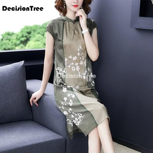 2021 chinese dress women evening party dress gown elegant qipao lace cheongsam chinese style printing flower wedding dress