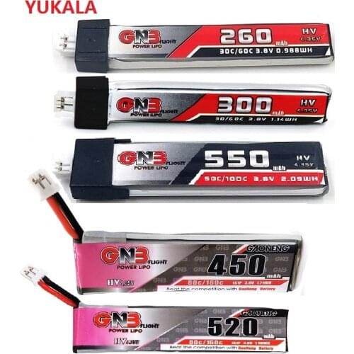 5PCS gaoneng GNB FPV Batteries 1S 3.8v 260mah/380mah/450mah/520mah/550mAh PH2.0 Plug Lipo Battery For rc drone