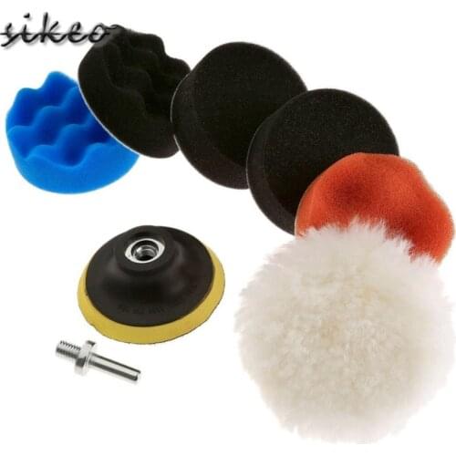 Free Ship SIKEO 7pcs Polishing Buffing Pad Kit for Auto Car Polishing Wheel Kit Buffer With Drill Adapter Car Removes Scratches
