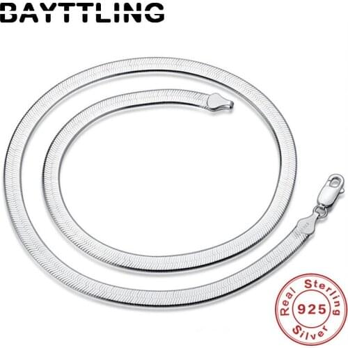 BAYTTLING 18/20 Inch 925 Sterling Silver Gold/Silver Blade Chain Necklace For Men Women Fashion Wedding Jewelry Gifts