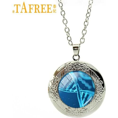 TAFREE DNA molecule conceptual locket Necklace the genetic information of the organism choker Glass fashion jewelry CT732