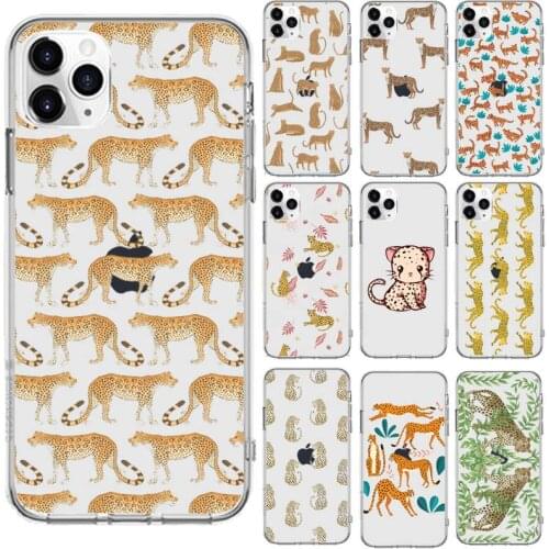 Leopard animal Phone Case Transparent for iPhone 6 7 8 11 12 s mini pro X XS XR MAX Plus cover funda shell