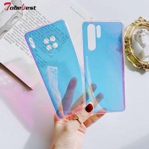 Purple Aurora Borealis Soft Silicone Case For Huawei P50 P40 P30 P20 Mate 40 30 Lite Pro Coque Blue-ray Transparent Back Cover