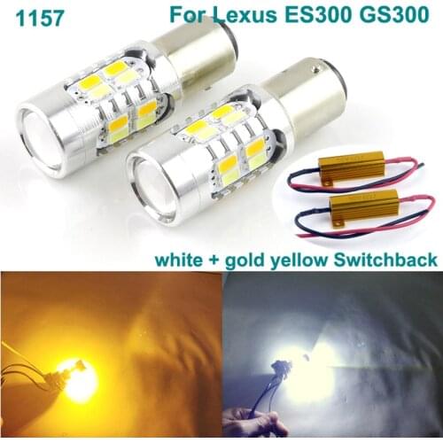For Lexus ES300 1996-2001 GS300 1996 1997 1157 BAY15D Dual Color Switchback LED DRL Parking front Turn Signal light Bulbs