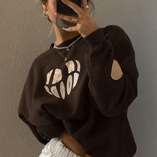 Fashion Hoodies Streetwear "in My Woods" Letter Print O-neck Long Sleeve Sweatshirts Autumn Winter Fashion Sweatshirt Hoodie