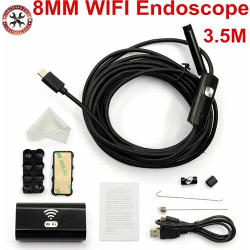 3.5M 8mm Lens 720P Wifi Android Iphone Endoscope Camera Waterproof Snake Tube Pipe Borescope Iphone Camera Endoscope