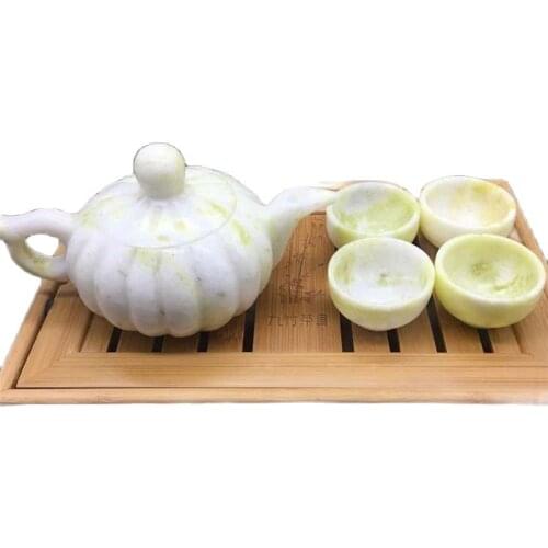 China Handmade Jade Carving Natural Jade Kungfu Teapots And Bowls In China A Set