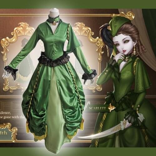 Game Identity V Cosplay Costumes Hunter Mary Bloody Queen Cosplay Costume Scarlett Skin Uniforms Green Suits Dresses Ball Gown