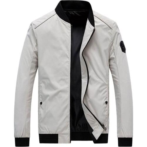 Spring and autumn new mens baseball collar solid color slim coat large size casual jacket coat male