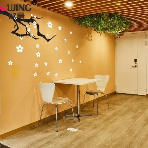 Flowers Color Optional Cherry Blossoms Branch Wall Stickers Bedroom TV Sofa Wall Decoration Art Mural Carved Vinly Wall Decals