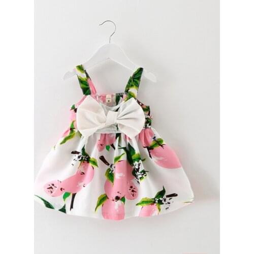 2019 New Summer Girls Princess Dress Children Floral Lemon Color Sling Bow Girl Dresses Sweet Casual Dress Suitable For 0-24M