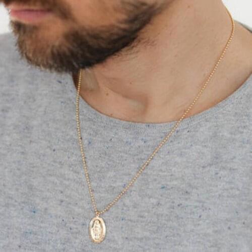 Alloy Gold Silver Color Catholic Religious Goddess Virgin Mary Pendant Chain Necklace Jewelry for Men Women
