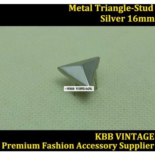 Punk DIY Metal Triangle Prong Stud 16mm Silver with 3 Prong Claws for Leather Craft/Bag/Shoe/Clothing/Jacket