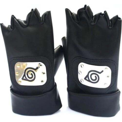 Anime Kakashi Akatsuki Gloves Cosplay Costumes Accessories Kakashi Mittens apparel Around Props Ninja Glove PU Hat