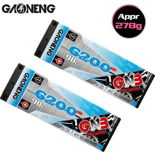 1-2PCS GAONENG GNB 7.4V 6200mAh 90C Rechargeable battery For RC Car Racing Spare Parts With Shell Upgrade LiHV 2S Battery