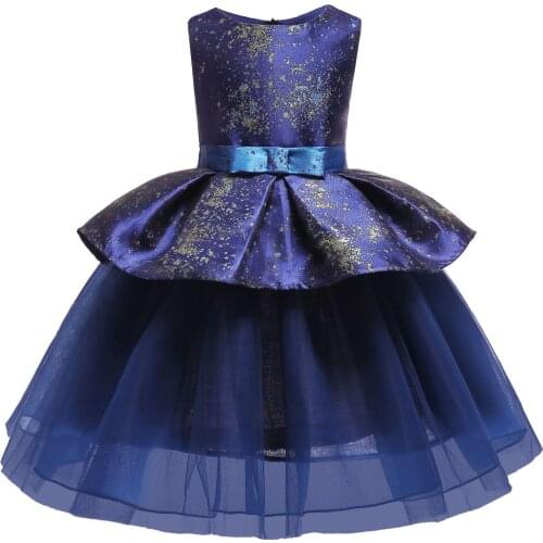 New Flower Girls Dress Children Sleeveless Satin and Tulle Party Wedding Dress Princess Girls Clothing