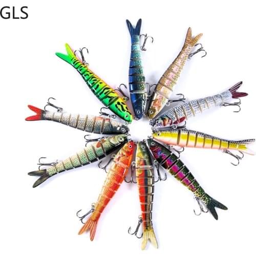 GLS Brand 10cm-11.4g Simulation Plastic Swim Lure High Quality Three High Carbon Hook 8-section Multi-section Lure 1PCS