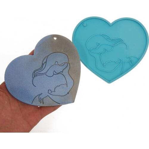 Silicone Coaster Mold Heart Shape Keychain Mold DIY Resin Epoxy Craft For Mothers Day Gift 10364650