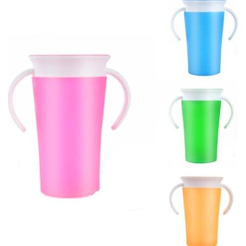 Modern Baby Girl Boys Kids Drinking Bottle Feeding Training Safe Spill Cup With Handles 360 Degree Safe Spill Cup