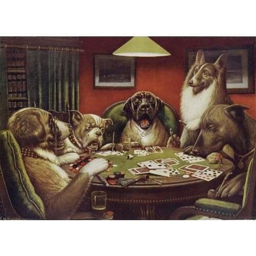 Modern Canvas Wall Picture Oil Painting A Waterloo Dogs Playing Poker by C.M.Coolidge Home Decoration Art Hand Made High Quality