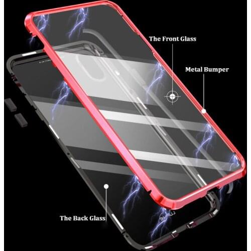Front Back Glass Case for iPhone 11 Pro Max iPhone11 Magnetic 360 Full Body Protection Aluminum Metal Funny Cover Shockproof