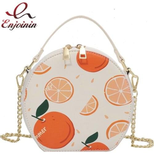Fashion Fruit Pattern Women Purses and Handbags Casual Pu Leather Ladies Chain Shoulder Bag Crossbody Summer Vacation Clutch