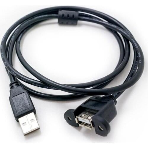 1.5M USB 2.0 Male To Female Extension Cable with Panel Mount Screw Hole Lock Connector Adapter Connector for Computer