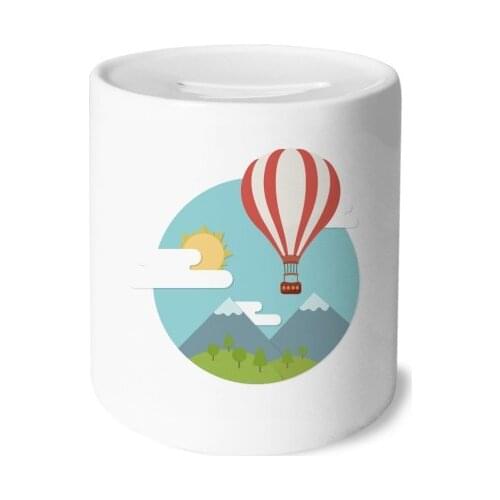 Hot Air Balloon Sun Cloud Pattern Money Box Saving Banks Ceramic Coin Case Kids Adults