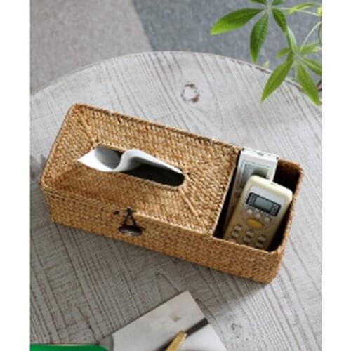 Drawer Box Straw Woven Living Room Coffee Table Bedroom Office Multifunctional Storage Box Remote Control Home Decoration
