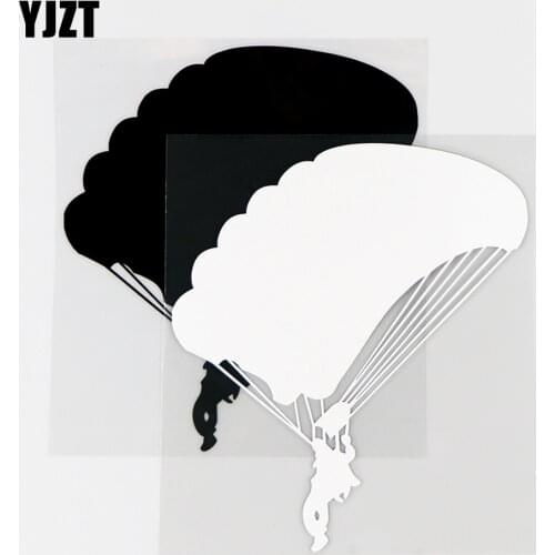 YJZT 13.3×15.3CM Extreme Sport Parachute Jump Personality Car Sticker Vinyl Decals Black / Silver 10A-0488