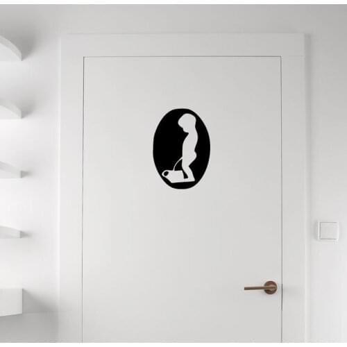 Funny Cute Toilet Sign Sticker DIY Art Vinyl Decals Bathroom Office Home Cafe Hotel Markets Shop Decals Decor Door Decor s-36