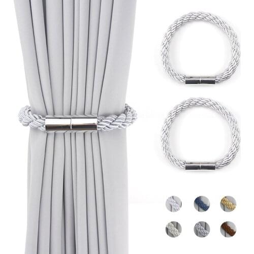 Home bedroom living room curtain strap magnet buckle free punch installation simple tendon curtain magnet hemp rope buckle