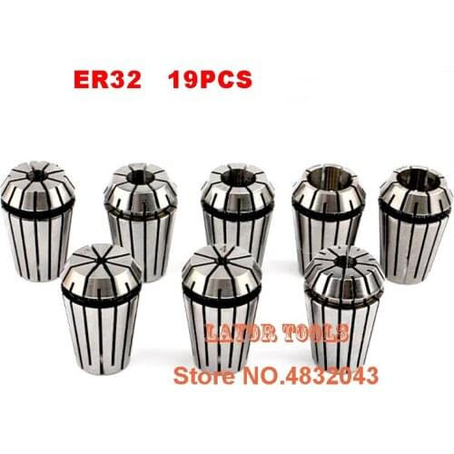 19PCS for Choose ER ER32 2-20mm Collet Chuck for Spindle Motor Engraving/Grinding/Milling/Boring/Drilling/Tappin