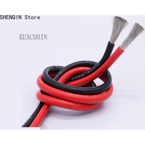 1 meter black + 1 meter red silicone wire 10AWG 8AWG 7AWG 6AWG heat resistant soft silicone wire
