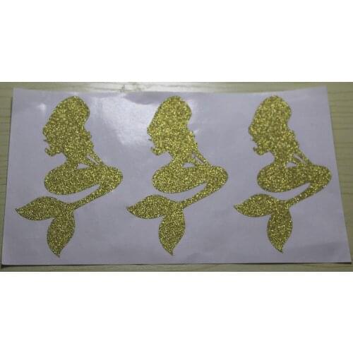 10x5.8cm mermaid Gold Glitter Sticker