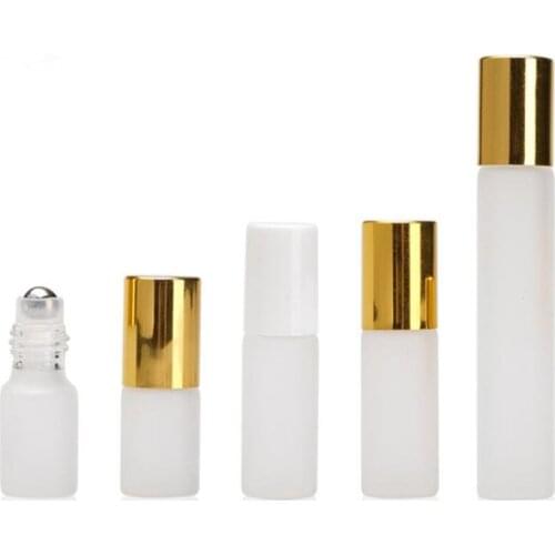 3ml 5ml 10ml Small Empty frosted Glass Perfume Roll On Roller Bottles With Silver Cap Refillable Bottle Makeup Tools F20172319