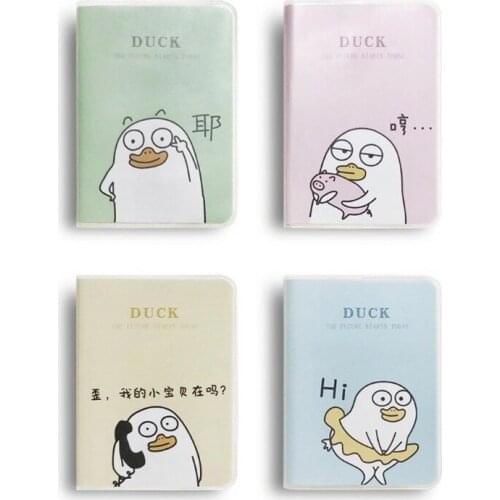 4 books with cartoon duck cute fresh and simple unicorn hand ledger A7 horizontal line diary to carry hardcover notebook