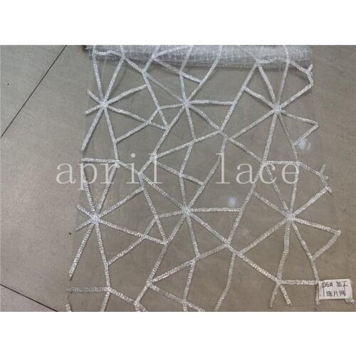 5yards /lot K106# offwhite floral sequin embroidery lace tulle lace fabric for sawing bridal wedding dress/occasion