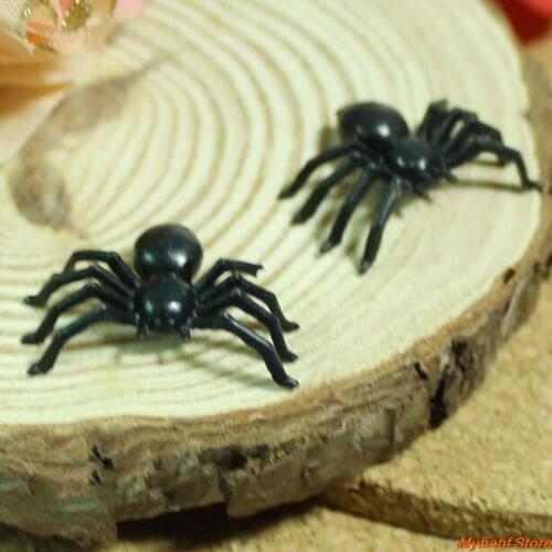 50/100pcs Plastic Black Spider Trick Toy Simulation Spiders for Halloween Party Haunted House Prop Decoration Kids Joking Gift