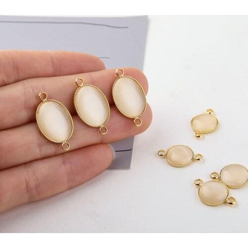 6pcs korean drop earrings for women Copper Gold Opal Double Hanging Round Diy Necklace Bracelet Pendant diy Jewelry Accessories