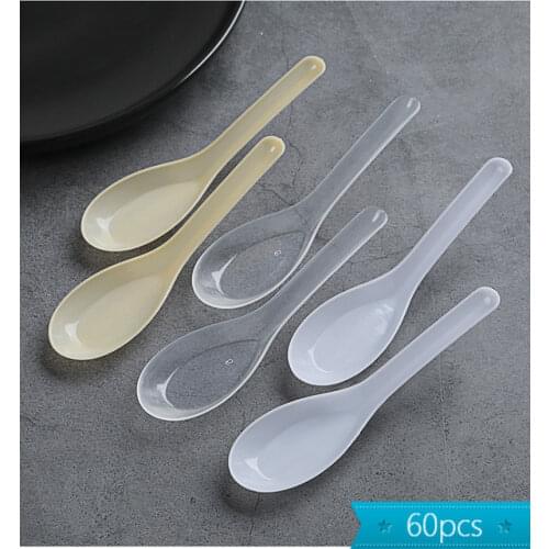 60pcs Home Kitchen Clear mini Plastic Disposable Soup Spoons Kitchen Tool For Jelly Ice Cream Dessert Appetizer