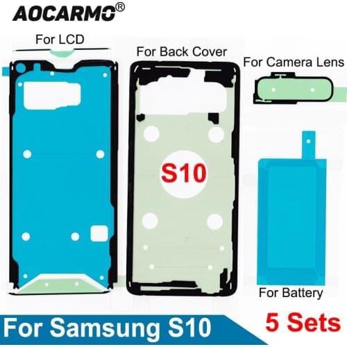 Aocarmo 5Pcs/Lot For Samsung Galaxy S10 SM-G9730 LCD Display Screen Rear Back Battery Cover Waterproof Adhesive Sticker Glue
