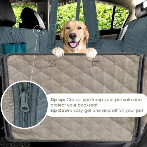 Dog Car Seat Cover Travel Mat Mesh Dog Carrier Car Hammock Cushion Protector With Zipper Pocket 100% Waterproof Pet Dog Cat