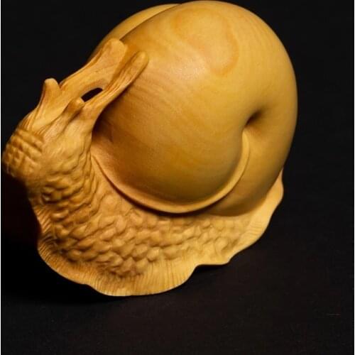 Wooden Snails Statue Creative Solid Wood Animal Snail Sculpture Folk Manual Process Gothic Boxwood Miniature Collection
